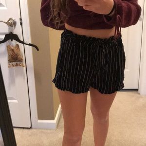 american eagle shorts paper bag black and white